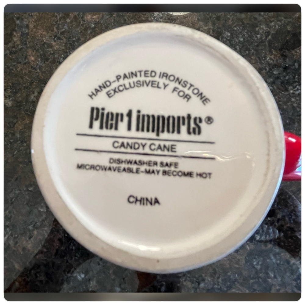 Pier 1-Hand Painted Pair of ‘Candy Cane’ Mugs-EUC!!! - Picture 6 of 6